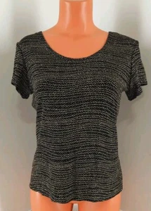 Cato Black, Gold Metallic Stripe, Silver Sparkle Pullover Top.  Size 10. - Picture 1 of 7