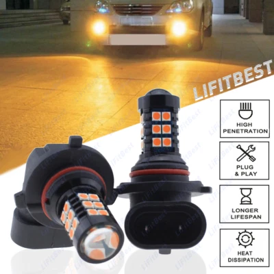 2X 9006 HB4 30SMD 3000K Yellow Amber Car LED Bulbs Lamp DRL Fog Driving Light - Image 1 of 4