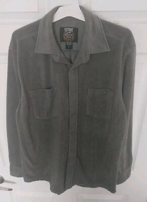 New Victory Rugged Wear Long Sleeve Soft Button Up Shirt Men's L Dark Gray - Image 1 of 3