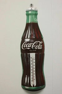 Minty 1956 Vintage COCA COLA Old Die-Cut Tin Bottle 17 in. Thermometer Sign - Picture 1 of 8