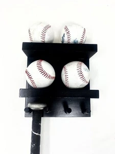 Soporte de exhibición para bates de béisbol montaje en pared 3 bates 4 pelotas premio trofeo metales - Imagen 1 de 5