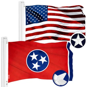 G128 Combo: USA Flagge & Tennessee TN Staatsflagge beide 3x5 Fuß besticktes Polyester - Bild 1 von 9