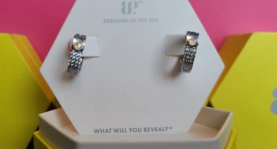 Bomb Party RBP6691 "Please Say Yes" LC White Opal Hematite Earrings - Image 1 of 3