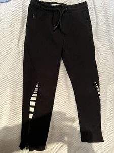 Zara Boy Joggers Pants Black Pull-on Tie Waist Zipper Hem Reflective Size 6 EUC - Picture 1 of 6