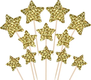 30 PCS Gold Glitter Star Cupcake Toppers Twinkle Little Star Cupcake Picks Baby - Picture 1 of 8
