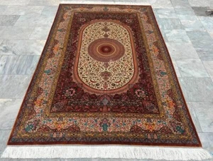 High Quality Floral Silk Rug Flatweave Home Décor Luxury Bedroom Rug 228x148 cm - Picture 1 of 10