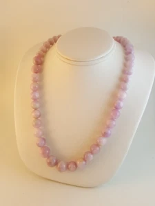 Kunzit blass Amethyst Quarz Sterlingsilber runde Perlenkette - Bild 1 von 14