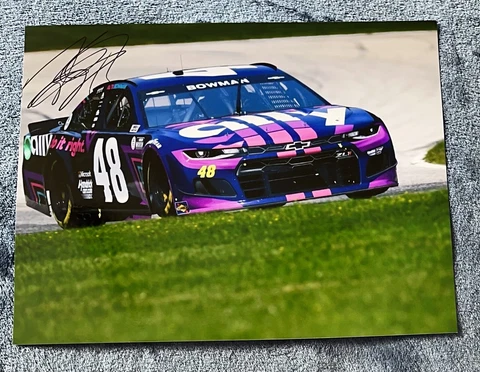 Alex Bowman Signed 8x10 Photo Ally Car on the Track NASCAR Auto COA Cover
