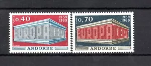 Andorra (Francia) 1969 Set Sellos CEPT/Europa (Michel 214/15) Bonito MNH - Imagen 1 de 1