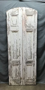 Pair Arch Top Antique House Window 15x80 Shabby 3 Panel Shutters Chic 811-24B - Picture 1 of 13