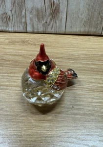 "Pisapapeles Cardinal Bird vidrio/bronce único 2 1/2"" de alto" - Imagen 1 de 9