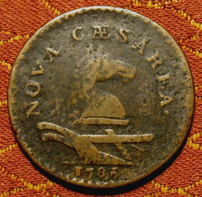 1786 NUEVA JERSEY COBRE COLONIAL, MARIS 17-K ~ CABALLO Y ARADO, ORIGINAL, ¡BONITO! Foto 1 de 4