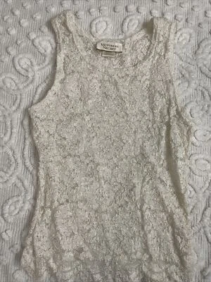 Victoria’s Secret Lace Tank Top, Womens Small, Ivory Gold Label - Image 1 of 4