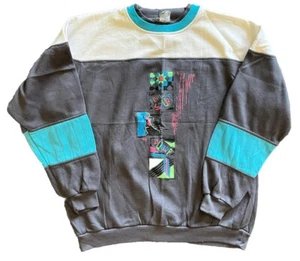 Vintage Dunlop Sweatshirt 80s Large Colorblock - Picture 1 of 7