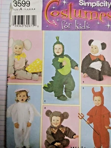 Mouse Bear Animal Childs 6M 1 2 3 4 Costume 3599 Simplicity Sewing Pattern UC - Picture 1 of 11