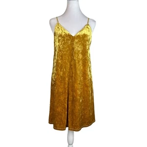 🆕 BP Nordstrom Vestito Slip Donna Taglia S Oro S Velluto Schiacciato Foderato Babydoll Nuovo con etichette - Foto 1 di 9