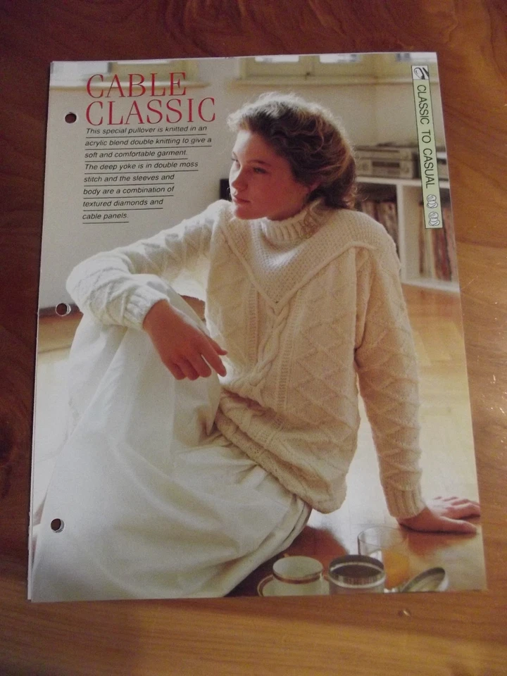 KNITTING PATTERN CABLE CLASSIC CLASSIC TO CASUAL CREATIVE NEEDLES *GREAT* - Image 1 of 1
