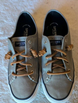 Zapatos de barco de lona gris claro talla 9 Sperry Top Sider Seacoast STS90551 Foto 1 de 4