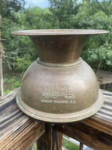 Vtg Union Pacific RR Railroad Brass Locomotive Train Spittoon Dbl Embossed - Picture 1 of 6