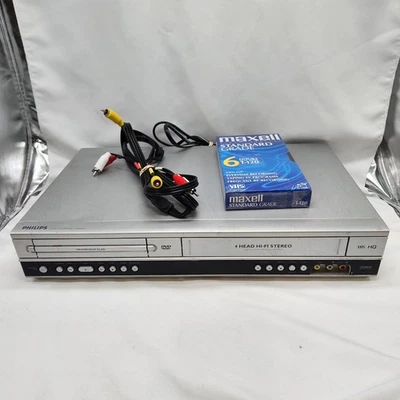 Philips DVP3340V DVD VCR Combo 4-Head Hi-Fi Stereo Player w/ Tape AV Cable Works - Image 1 of 4