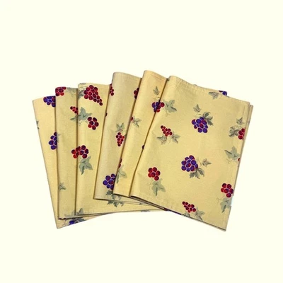Noble Excellence Set of 6 Cloth Golden Yellow Placemats Grapes Fall Harvest New - Image 1 of 4