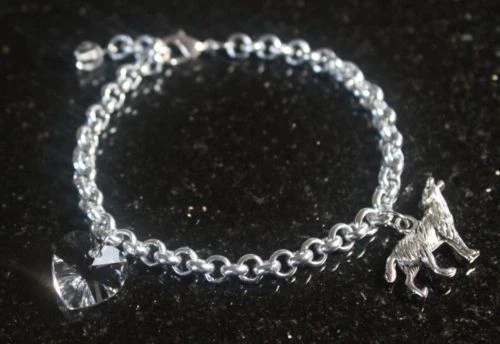 Bella Armband mit Swarovski® Kristall Herz und Wolf New Moon Eclipse Edward