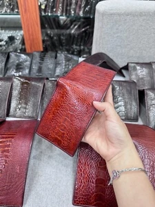 Genuine Ostrich Leather Skin Men's bifold wallet, Handmade, Red Brown - Picture 1 of 6
