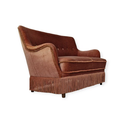 1970s, Danish velour 2 seater sofa, original condition, beech wood Cover