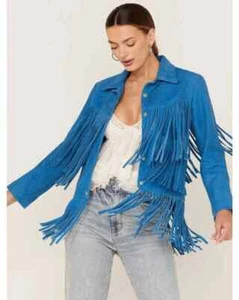 Women Western Wear Jacket Suede Leather Handmade Fringe Vintage Jacket Coat - Picture 1 of 3