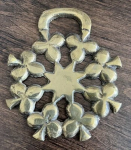 Vintage Brass STAR Horse Harness Tack Medallion Bridle Saddle Ornament Clover - Picture 1 of 3