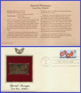 USA2 #2273 U/A GOLDEN REPLICA FDC Love you Mother! - Picture 1 of 1