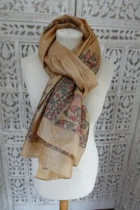 Taupe tissue silk chunni shawl sarong dupatta Bollywood Indian SKU17717 - Picture 1 of 7