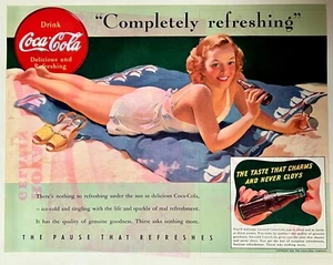 COCA-COLA Vintage Magazine Advertisement - 1941 - "COMPLETELY REFRESHING" - Picture 1 of 1