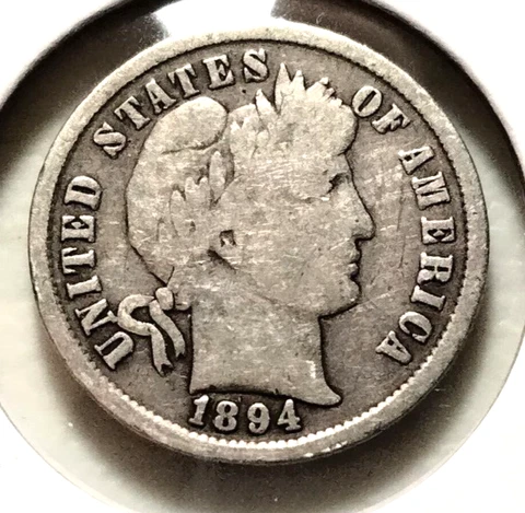 1894  Barber Dime - KM#113 - .900 Silver -  (INV#8259) - Combined Shipping Cover