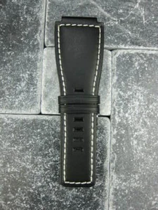 24mm Bell & Ross CALF Leather Strap Black Watch Band for BR-01 BR-03 White - Picture 1 of 9