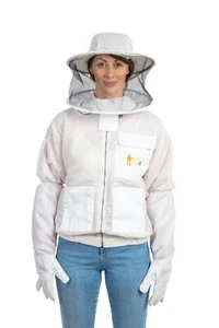 Massive bee Store Beekeeping ventilated Jacket Round and Bee Glove in white - Picture 1 of 12
