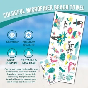 Lijo Oversized Flower Microfiber Beach Towel & Travel Bag - Picture 1 of 3