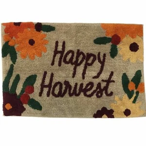 Celebrate Happy Harvest Bath Rug 20x30 Autumn Cotton Throw Mat - Picture 1 of 1