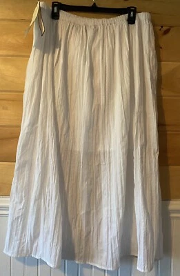 Maxi Falda Arrugada Forrada Blanca Hierba Limón Nueva con Etiquetas L-Xl Cordón Cintura Foto 1 de 4