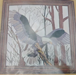 NIP! VINTAGE! Bald Eagle Creative Needlecraft Kit by Bucilla, cut size 26" x 26" - Picture 1 of 3