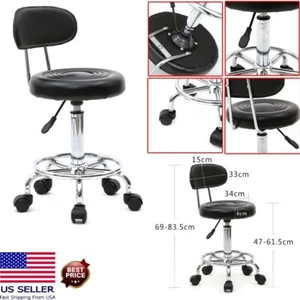 Round Stool Cushioned Multipurpose Adjustable Height with Rotation Bar Stools - Picture 1 of 19
