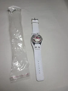 Hello Kitty Armbanduhr NEU weiß FAUX Lederband neue Batterie - Bild 1 von 11