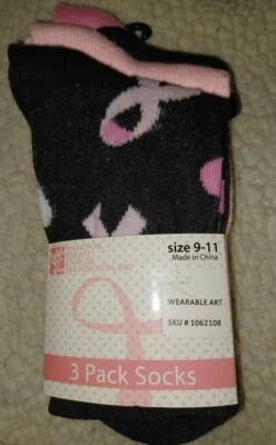 Calcetines para mujer concienciación sobre el cáncer de mama - Paquete de 3 - Nuevos Foto 1 de 2