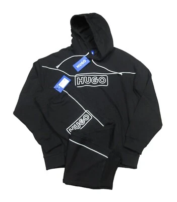 Conjunto de sudadera con capucha y pantalón negro Hugo Boss para hombre Foto 1 de 4