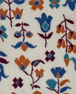 DIVERTIDAS flores geométricas años 40 vintage naranja-azul-verde azulado saco de alimentación pieza de tela 9x8 - Imagen 1 de 2