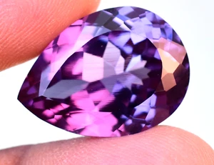 Flawless 23.60 CT Color Change Alexandrite Grey-Purple Certified Pear Gemstone - Picture 1 of 7