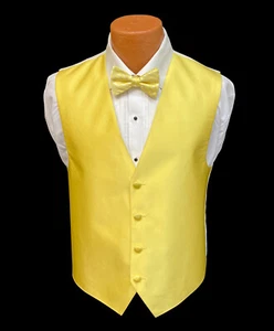 Men's Sunflower Yellow Tuxedo Vest with Bow Tie Free Shipping Size XS - Picture 1 of 4
