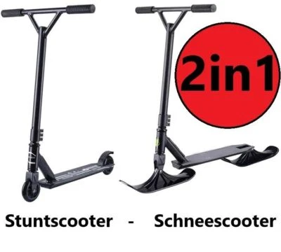 Schneescooter Lenkschlitten Snow Kick Kickboard Stunt Tretroller Ski Schlitten - Bild 1 von 4