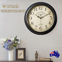 Retro Classic Wall Clock Silent 16" 40cm Vintage Large Metal Home Office AU