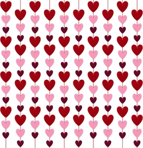 10 Pack Valentines Day Hanging Heart Garlands, 8.2 Feet, Felt, Heart Shape, Burg - Picture 1 of 7